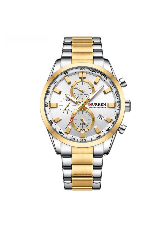 Curren Carian 8445 Men's Steel Belt Business Six-pin Chronograph Quartz Watch Calendar Small Three-pin Watch 