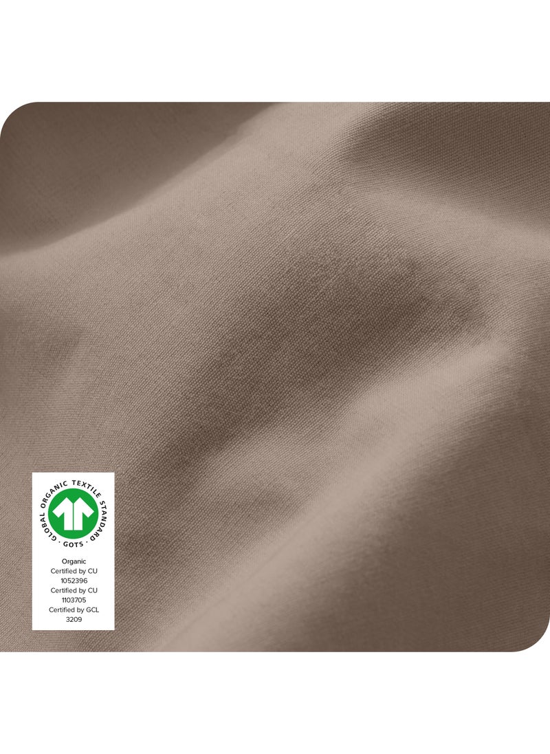 Bare Home Bare Home 100% Organic Cotton Queen Fitted Bottom Sheet - Crisp Percale Weave - Lightweight & Breathable - Deep Pocket Fitted Sheet (Queen  Taupe)  - Image 4