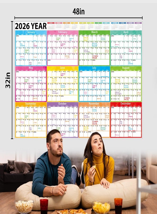 Omlisca 2026-2027 Large Dry Erase Calendar for Wall 48" x 32" Yearly Wall Calendar 24 Month Calendar Planner Laminated Erasable Yearly Planner Annual Task Organizer for Office School Home Use(Fold Package) - Image 4