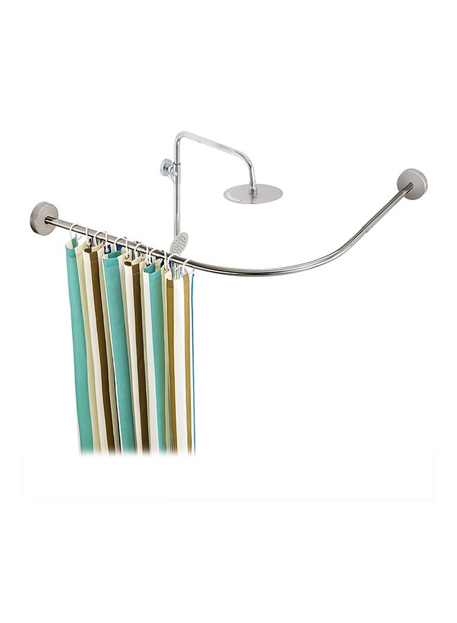 Punch-Free Shower Curtain Rod Set Silver 75x8x5cm - Image 1