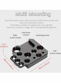 Y&D Side Extension Plate Mount for DJI Ronin S/SC/RS2/RSC2, Cold Shoe Adapter Stabilizer Gimbal with 1/4 3/8 Threaded Hole VideoLight Microphone Monitor  - Image 5