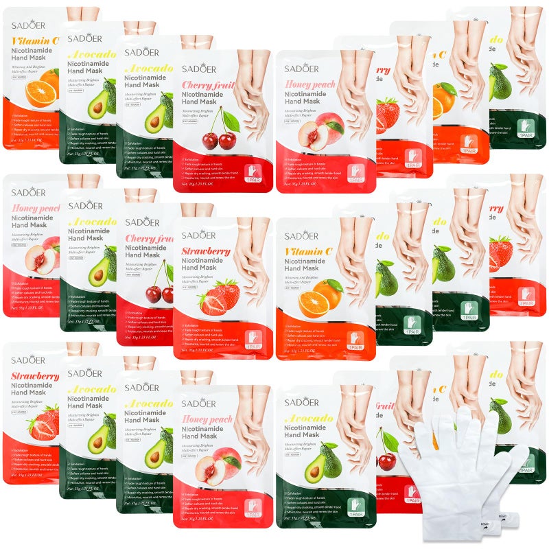 Swiffen 24 Pcs Fruits Beauty Hand Mask Bulk Hydrating Hand Moisturizing Gloves Treatment Mask for Spa Kit Sleeping Skincare Gift Beauty Kits for Women - Image 1