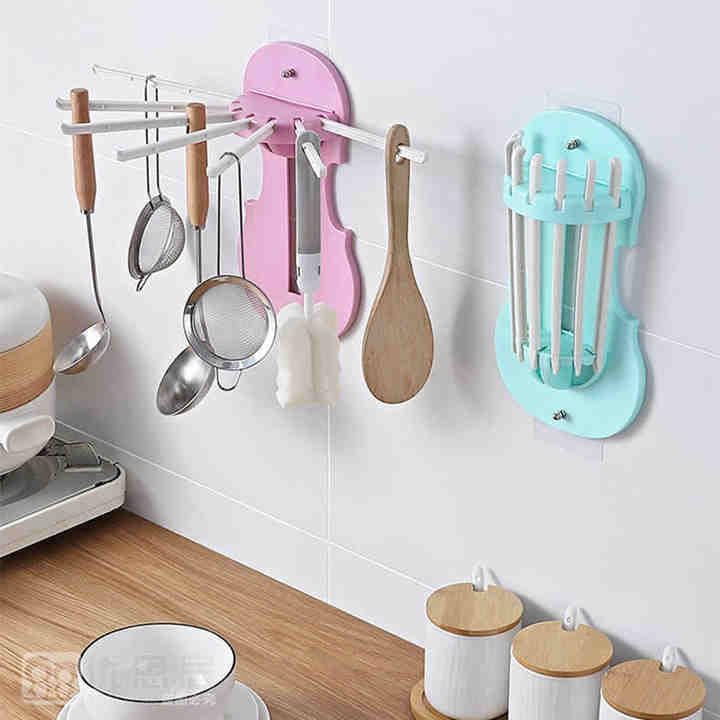 HOMSLECTO Kitchen Wall Hand Cloth Towel Hanger WallMounted with Self Adhesive Tape 7 in 1 Pull Type Hangers - Image 2