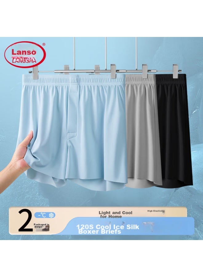 LANG SHA Langsha Men's Underwear, Summer Ice Silk Cool-feeling Aladdin Pants, Loose Breathable Comfortable Youth Home Boxer Briefs  - Image 2