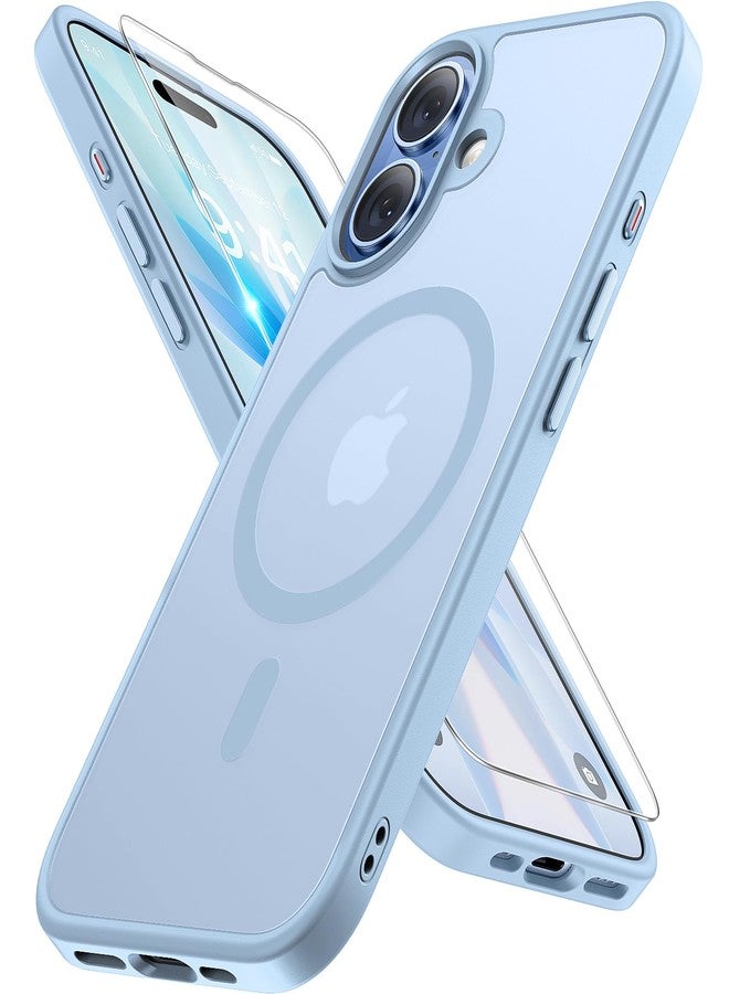 Miracase Magnetic for Phone 17 Case (Compatible with MagSafe) with Screen Protector Military-Grade Protection, Anti-Fingerprint Translucent Matte Phone Cover for Phone 17 6.3 inch, Light Blue - Image 1