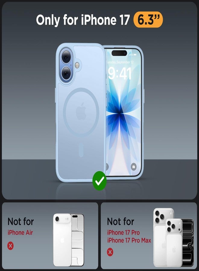Miracase Magnetic for Phone 17 Case (Compatible with MagSafe) with Screen Protector Military-Grade Protection, Anti-Fingerprint Translucent Matte Phone Cover for Phone 17 6.3 inch, Light Blue - Image 2