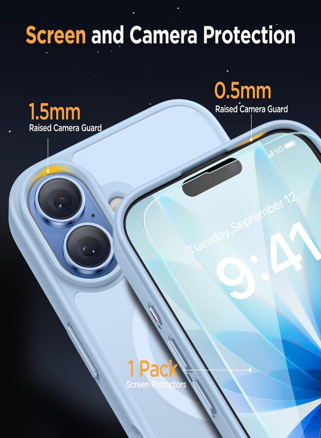 Miracase Magnetic for Phone 17 Case (Compatible with MagSafe) with Screen Protector Military-Grade Protection, Anti-Fingerprint Translucent Matte Phone Cover for Phone 17 6.3 inch, Light Blue - Image 5