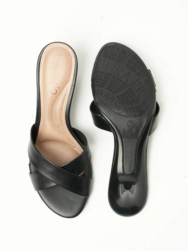 بيرا ريو Beira Rio Ladies Low Heel Sandals Black | Made In Brazil