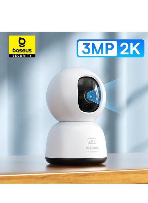 3MP 2K WiFi Indoor Security Camera with Pan Tilt, 8x Digital Zoom, 2-Way Audio, Night Vision, Motion Detection, Baby Monitor, Support Micro SD Card up to 256GB, Compatible with Google Assistant and Amazon Alexa, Remote Management via APP, Smart Home Monitoring, CCTV Camera for Home Security
