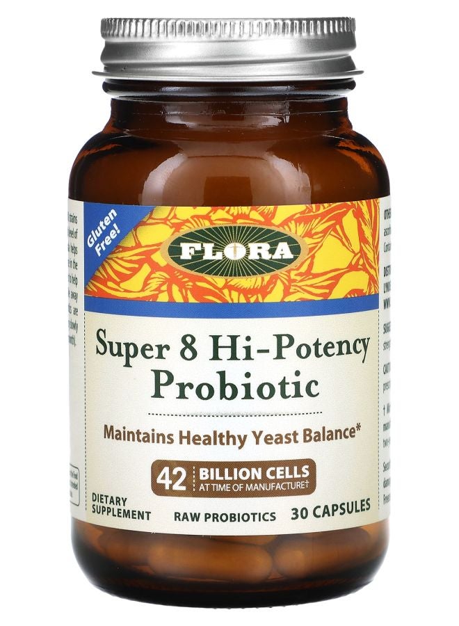 Flora سوبر 8 بروبيوتيك عالي الفعالية 42 مليار خلية 30 كبسولة