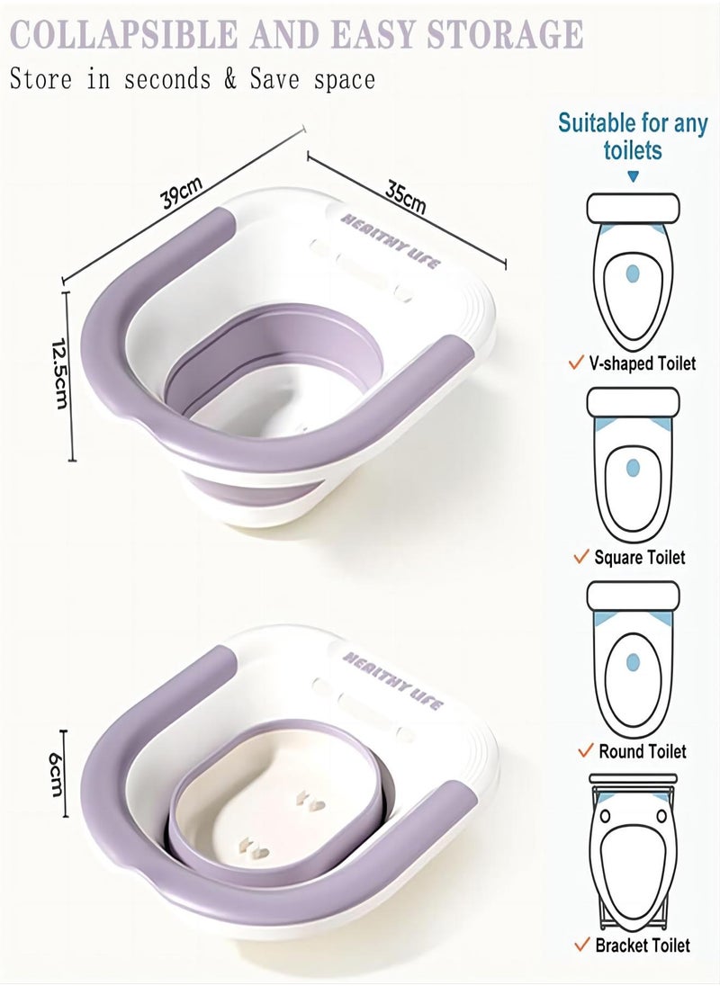 Sharpdo - Sitz Bath Sitz Baths for Toilet Foldable Sitz Basin with Flusher Steam Seat Bidet Large Capacity Bidet Bowl for Hemorrhoids Pregnant Women and Elderly Fits All Toilet Seat Toilets - Image 1