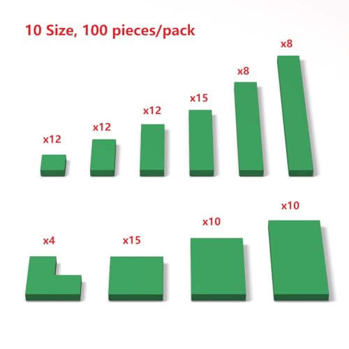 YUJHITP 100 Piece Green Building Tiles Bulk Assortment Pack Tiles Accessories for Building with 10 Size Compatible with Lego Parts and Pieces - Image 5
