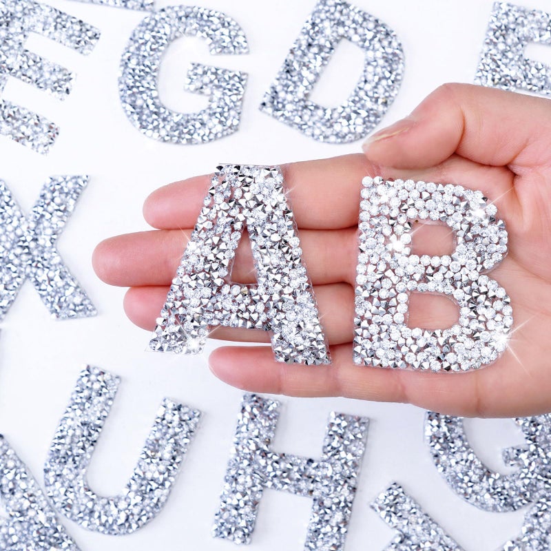 LUHOHI 4PCS Bling Rhinestone Initial Letter Stickers, Large Glitter Alphabet Personalized Monogram Name Sparkly Decals for Stanley Cup Bottles Graduation Cap Luggage Self Adhesive Waterproof A - Image 2