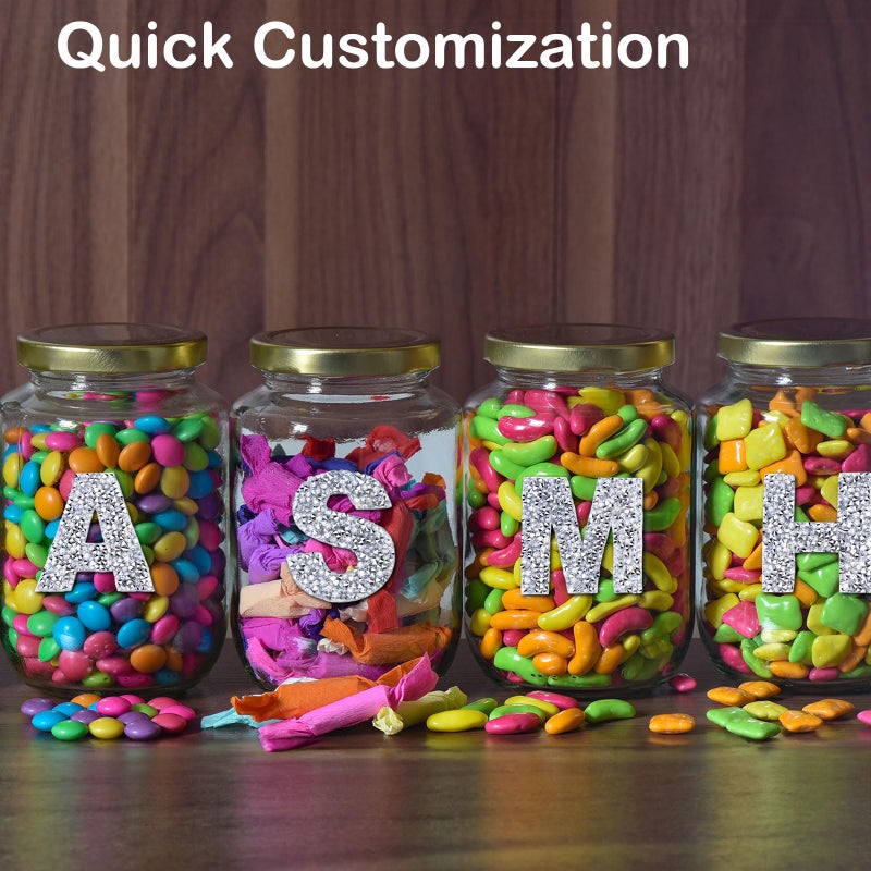 LUHOHI 4PCS Bling Rhinestone Initial Letter Stickers, Large Glitter Alphabet Personalized Monogram Name Sparkly Decals for Stanley Cup Bottles Graduation Cap Luggage Self Adhesive Waterproof A - Image 4