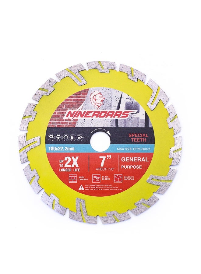 NINEROARS 7"180mm Industrial Segmented Diamond Cutting Disc for Concrete, Porcelain Tile - Image 1