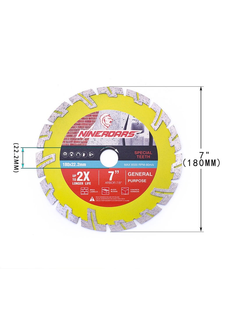 NINEROARS 7"180mm Industrial Segmented Diamond Cutting Disc for Concrete, Porcelain Tile - Image 2