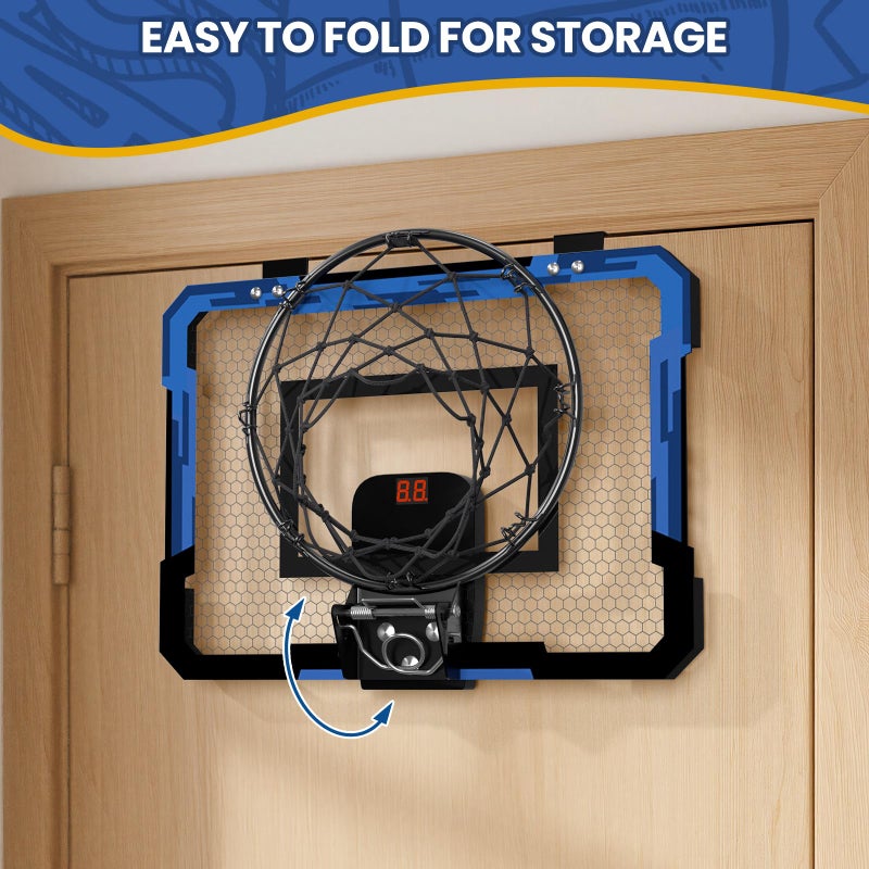 QDRAGON Indoor Basketball Hoop for Kids, Over The Door Basketball Hoops, Mini Hoop with Scoreboard & 3 Balls, Basketball Toys Gifts for 5 6 7 8 9 10 11 12 Year Old Boys Girls Teens - Image 3