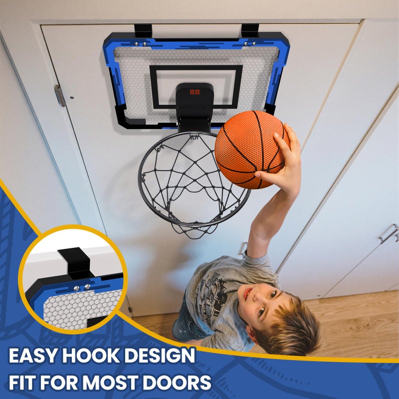 QDRAGON Indoor Basketball Hoop for Kids, Over The Door Basketball Hoops, Mini Hoop with Scoreboard & 3 Balls, Basketball Toys Gifts for 5 6 7 8 9 10 11 12 Year Old Boys Girls Teens - Image 4