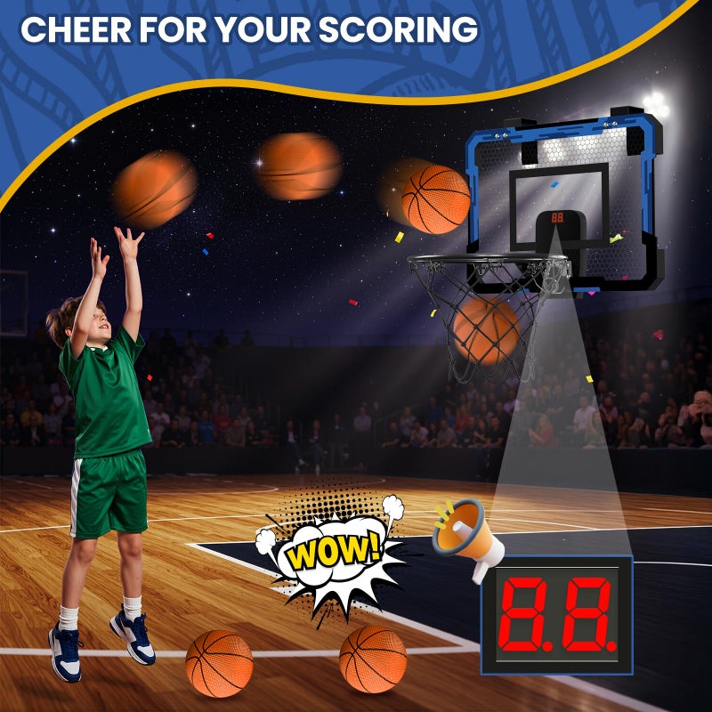 QDRAGON Indoor Basketball Hoop for Kids, Over The Door Basketball Hoops, Mini Hoop with Scoreboard & 3 Balls, Basketball Toys Gifts for 5 6 7 8 9 10 11 12 Year Old Boys Girls Teens - Image 2