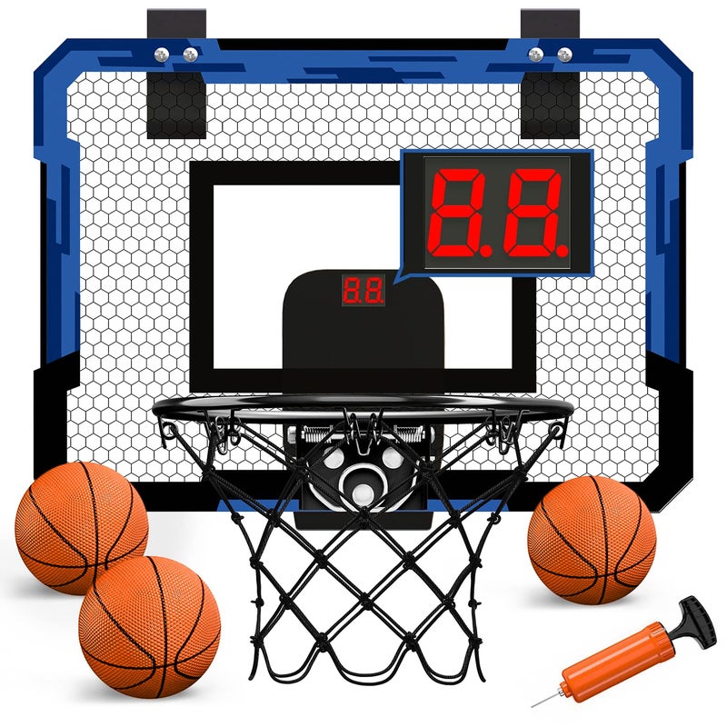 QDRAGON Indoor Basketball Hoop for Kids, Over The Door Basketball Hoops, Mini Hoop with Scoreboard & 3 Balls, Basketball Toys Gifts for 5 6 7 8 9 10 11 12 Year Old Boys Girls Teens - Image 1