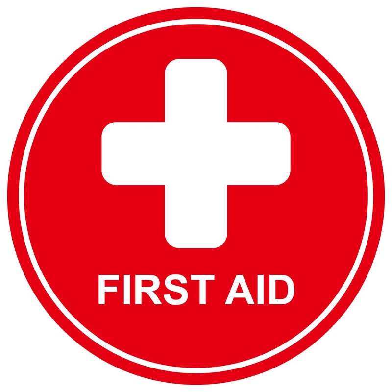 M MeshaKippa First Aid Sign4 inch 5pcs Round Waterproof with UV Protection First Aid Sticker for OfficeSchoolHome 