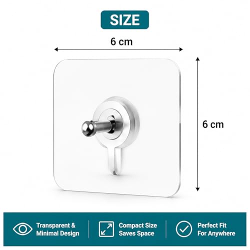 JIALTO Wall Hooks for Hanging Strong, Adhesive Hooks for Wall Heavy Duty, Wall hangings, Kitchen Accessories Items, Sticky Photo Frame Hangers (Pack of 20, Nail Hook) - Image 3