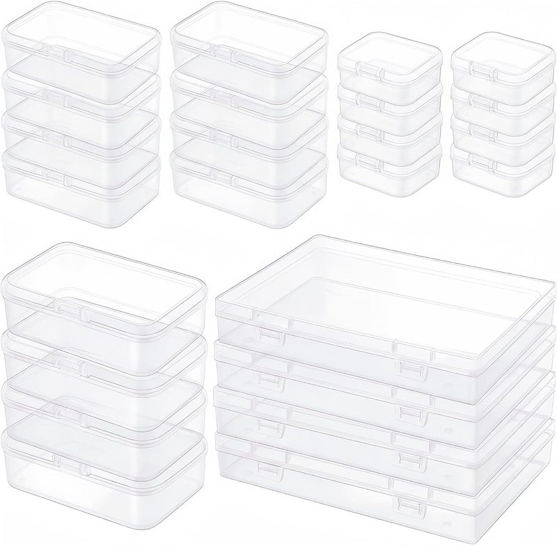 LJY 24-Piece Multi-Size Plastic Storage Containers with Lids, Small Craft Organizers for Beads, Diamond Art,Small Parts,Jewelry and Hardware, Stackable Hinged Box Set (Clear) - Image 1