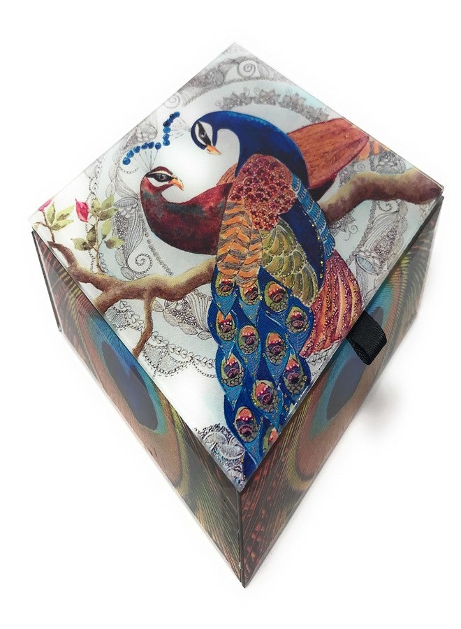Value Arts Glass Keepsake Jewelry Box (Peacocks) - Image 2