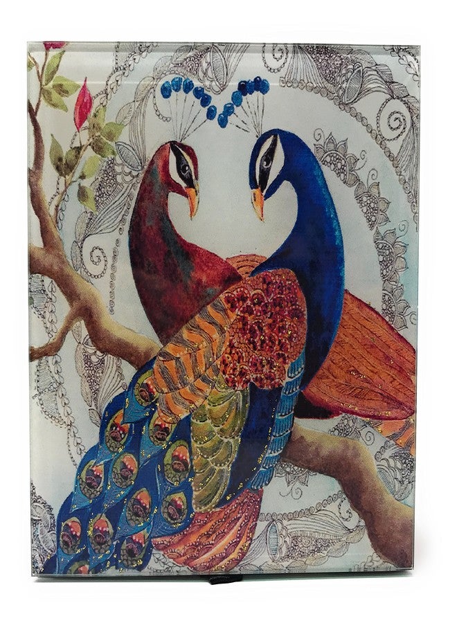 Value Arts Glass Keepsake Jewelry Box (Peacocks) - Image 4