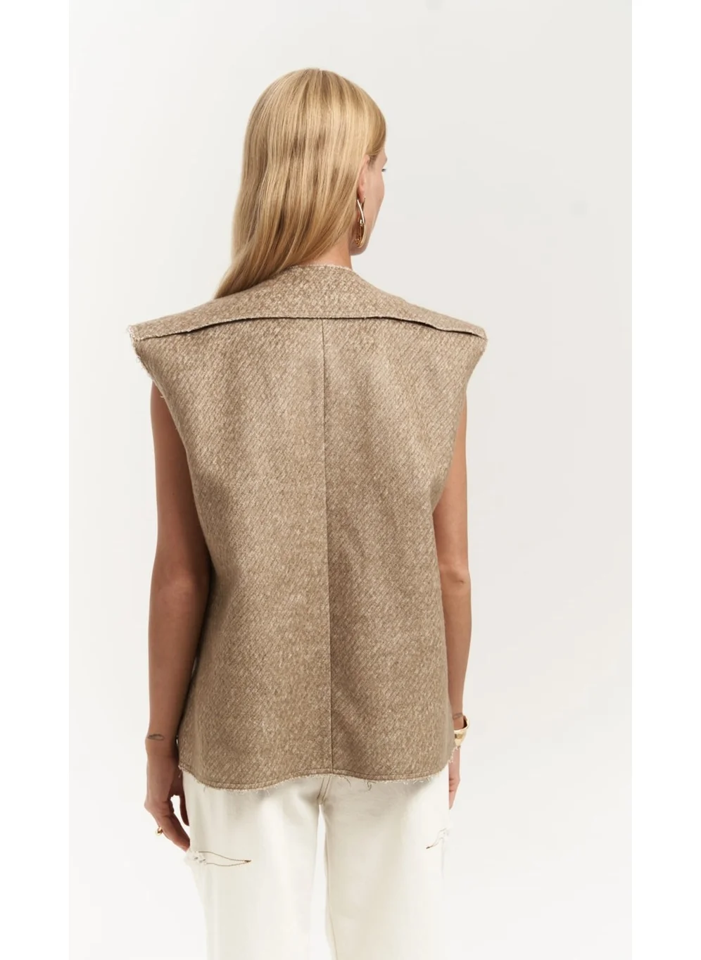 Mai Collection Faven Mustard Side Slit Detail Vest