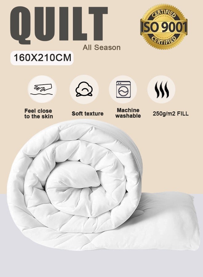 عربست لحاف,لحاف سرير فردي مضاد للجراثيم - ناعم على البشرة بتصميم أبيض بسيط | مناسب لجميع الفصول | مقاس 160x210 سم - Image 1