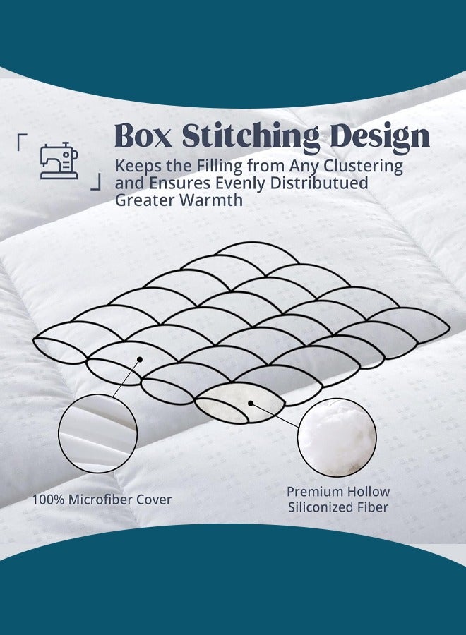 عربست لحاف,لحاف سرير فردي مضاد للجراثيم - ناعم على البشرة بتصميم أبيض بسيط | مناسب لجميع الفصول | مقاس 160x210 سم - Image 4