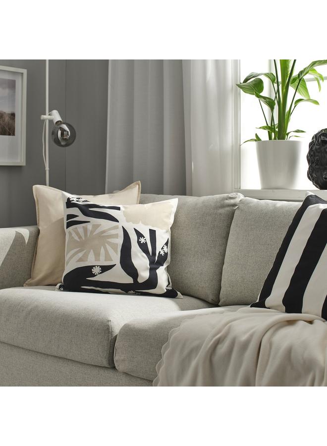 erorex Cushion cover, black/light beige, 50x50 cm - Image 2