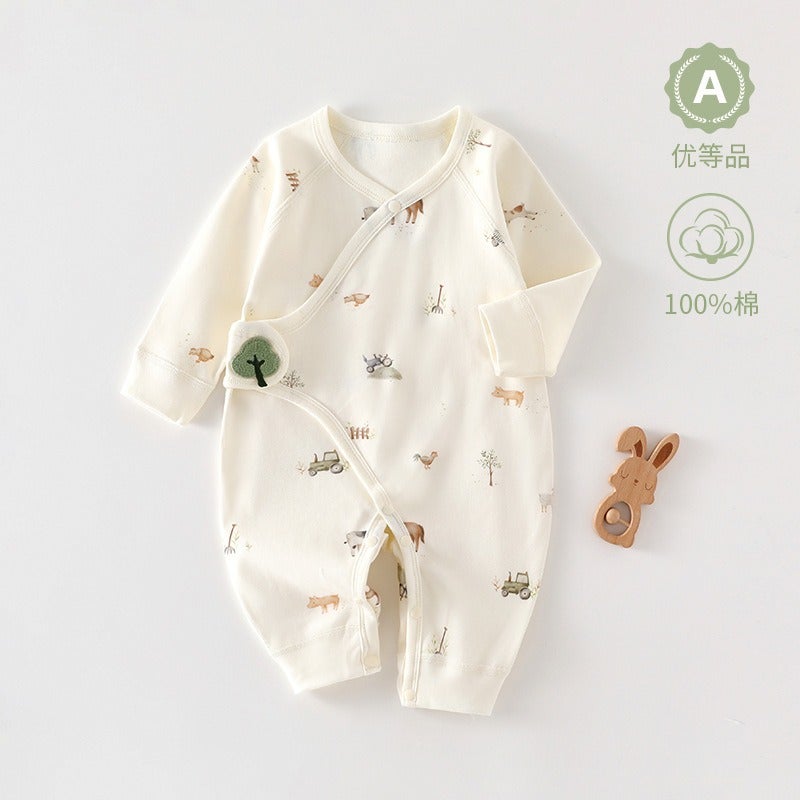 X X B A B Y I N G / Xiao Bei Ying Newborn Baby Butterfly Suit 100% Cotton A-Class Thermal Long Sleeve Unisex Bodysuit - Image 1