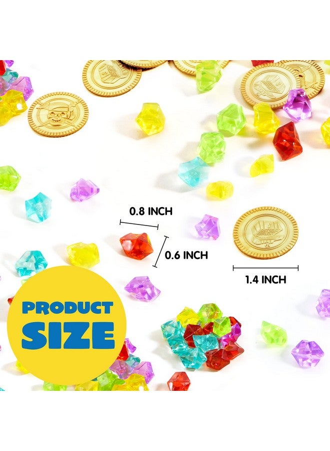 JOYIN Toy 288 Pieces Pirate Gold Coins And Pirate Gems Jewelry Playset Pack Party Favor. (144 Coins+144 Gems) - Image 4