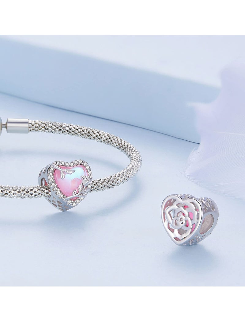 KASTWAVE 925 Sterling Silver Charms, Bead Charms for Bracelets, Heart Charms for Women Girls Bracelets, Family Tree Charms Jewelry Gift for Women Girls (Heart) - Image 2