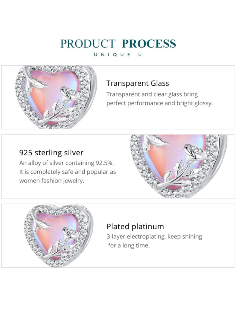 KASTWAVE 925 Sterling Silver Charms, Bead Charms for Bracelets, Heart Charms for Women Girls Bracelets, Family Tree Charms Jewelry Gift for Women Girls (Heart) - Image 4