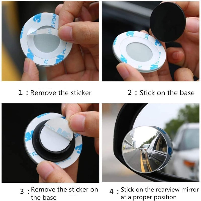 ECVV 2 Pack Car Blind Spot Mirror - Small Round Convex Adjustable 360° Rotation Wide Angle Rear View Mirror - Image 4