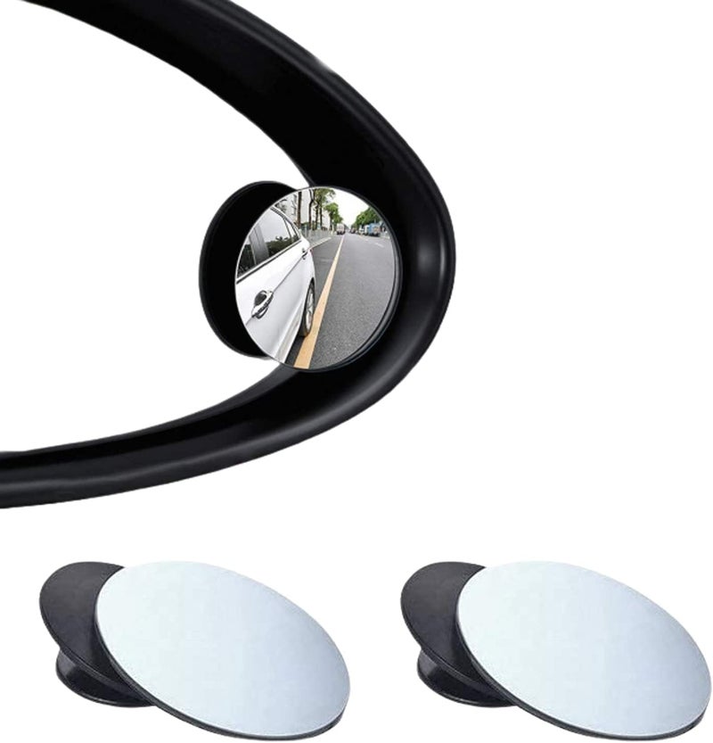 ECVV 2 Pack Car Blind Spot Mirror - Small Round Convex Adjustable 360° Rotation Wide Angle Rear View Mirror - Image 1