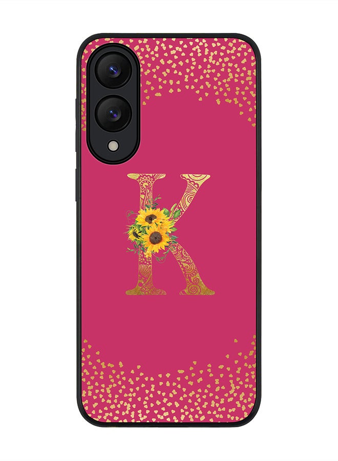 Stylizedd For Samsung Galaxy S25 Edge Case,Slim fit Camera Protection, Shockproof Thin Phone cover  - Custom Floral Monogram - K ( Deep Pink )
