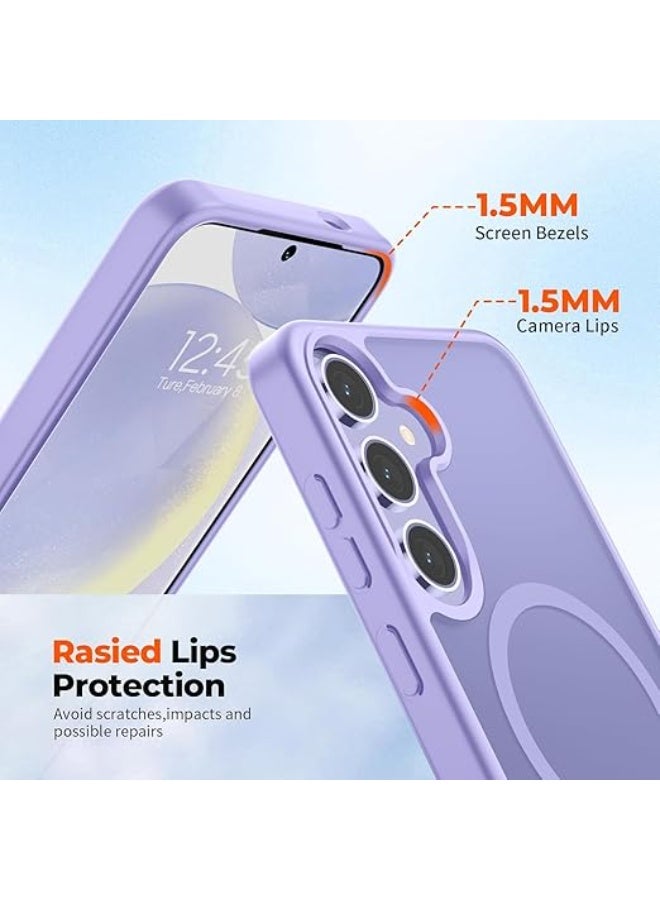 Magnetic Case Designed for Samsung Galaxy S24/S25, [MagSafe Compatible] [Military Grade Drop Protection] Slim Clear Matte Shockproof Case with Anti-Fingerprint - (Light Purple) - Image 5