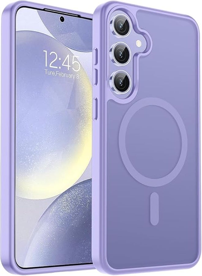 Magnetic Case Designed for Samsung Galaxy S24/S25, [MagSafe Compatible] [Military Grade Drop Protection] Slim Clear Matte Shockproof Case with Anti-Fingerprint - (Light Purple) - Image 1