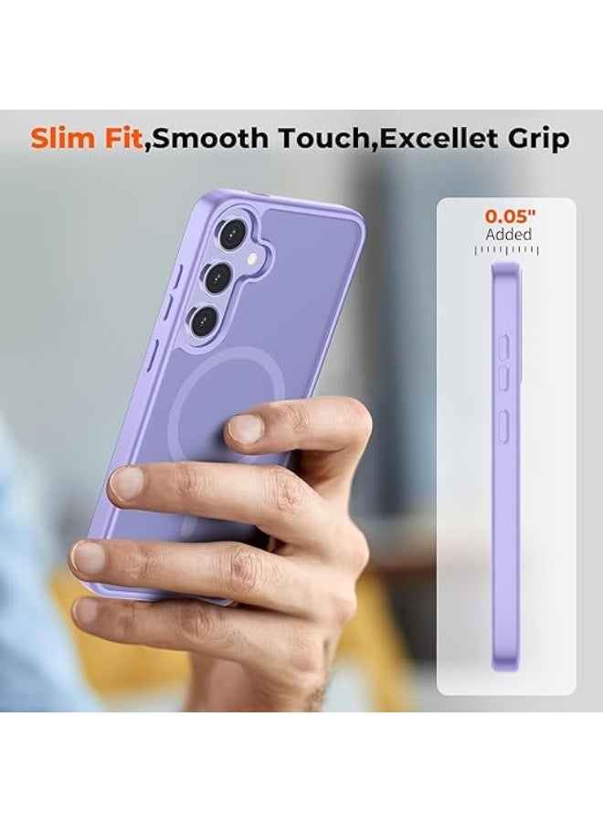 Magnetic Case Designed for Samsung Galaxy S24/S25, [MagSafe Compatible] [Military Grade Drop Protection] Slim Clear Matte Shockproof Case with Anti-Fingerprint - (Light Purple) - Image 2