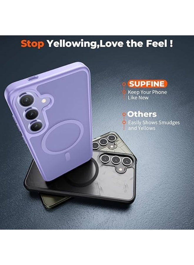 Magnetic Case Designed for Samsung Galaxy S24/S25, [MagSafe Compatible] [Military Grade Drop Protection] Slim Clear Matte Shockproof Case with Anti-Fingerprint - (Light Purple) - Image 4