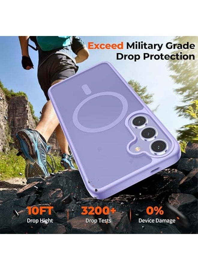 Magnetic Case Designed for Samsung Galaxy S24/S25, [MagSafe Compatible] [Military Grade Drop Protection] Slim Clear Matte Shockproof Case with Anti-Fingerprint - (Light Purple) - Image 3