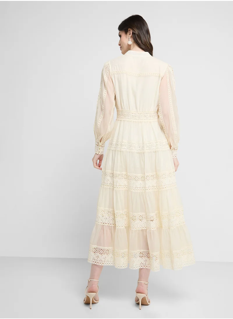 خزانة A-Line Dress With Lace Trim