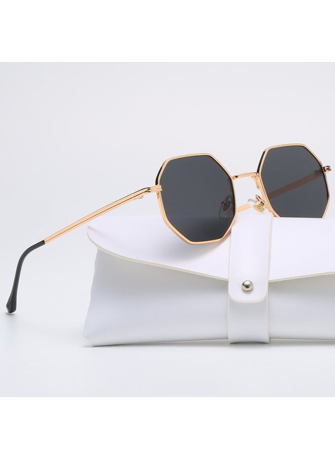 Generic - Luxury Square Sunglasses Man Woman Fashion Small Frame Polygon Sun Glasses Metal Vintage Retro Brand Octagon Gafas De Sol-Lenses Color:Gold Dark Green-Frame Color:other - Image 1