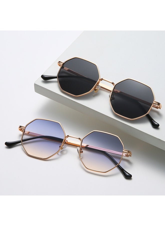 Generic - Luxury Square Sunglasses Man Woman Fashion Small Frame Polygon Sun Glasses Metal Vintage Retro Brand Octagon Gafas De Sol-Lenses Color:Gold Dark Green-Frame Color:other - Image 1