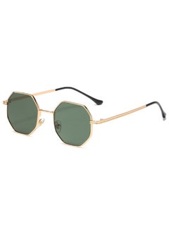Luxury Square Sunglasses Man Woman Fashion Small Frame Polygon Sun Glasses Metal Vintage Retro Brand Octagon Gafas De Sol-Lenses Color:Gold Dark Green-Frame Color:other