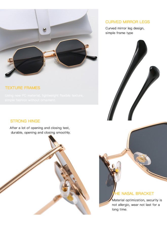 Generic - Luxury Square Sunglasses Man Woman Fashion Small Frame Polygon Sun Glasses Metal Vintage Retro Brand Octagon Gafas De Sol-Lenses Color:Gold Dark Green-Frame Color:other - Image 1